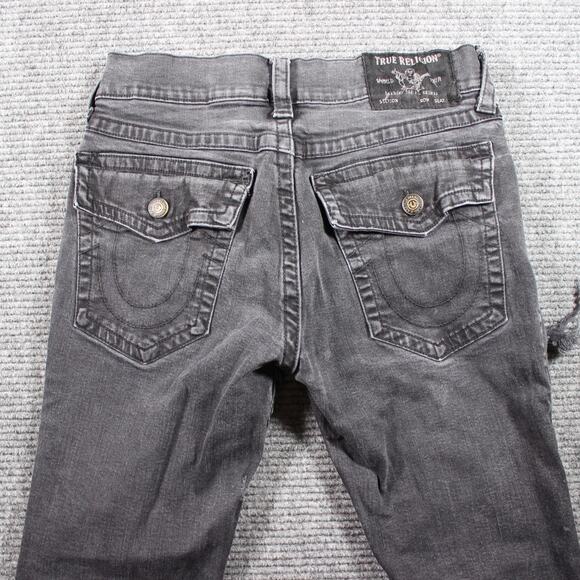 True Religion Jeans Mens 32x32 Gray Rocco Relaxed Skinny Flap Distressed - Picture 8 of 13
